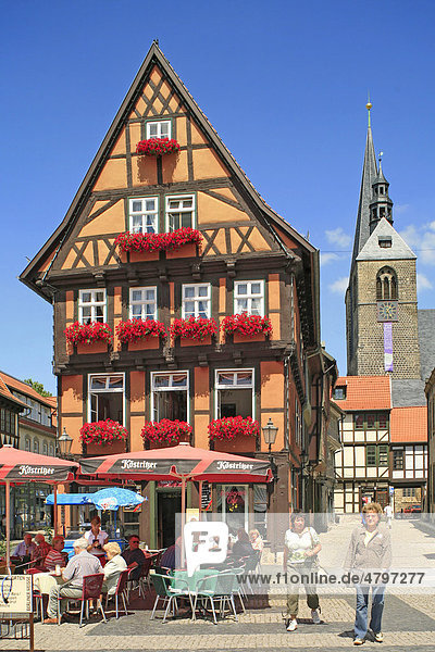 Marktplatz von Quedlinburg im Ostharz  Sachsen-Anhalt  Deutschland  Europa