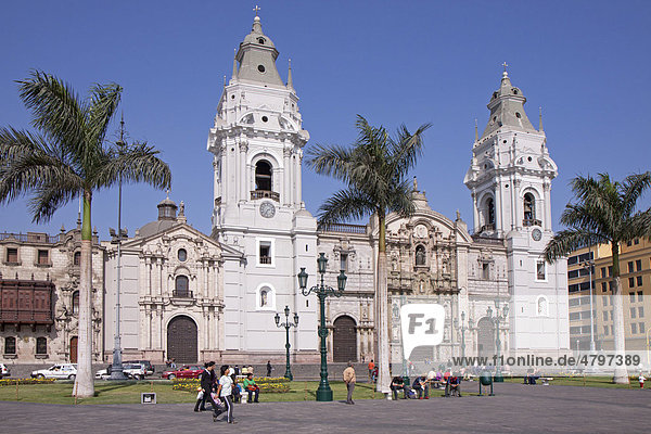 Cathedral at Plaza Mayor  Lima  Peru  South America  South America