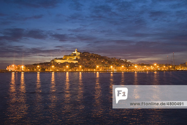 View of the harbour and the old town of Ibiza  Ibiza  Spain  Europe
