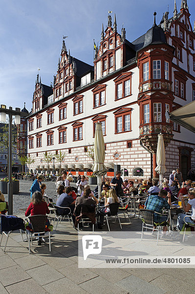 Town hall  market square  Coburg  Upper Franconia  Bavaria  Germany  Europe