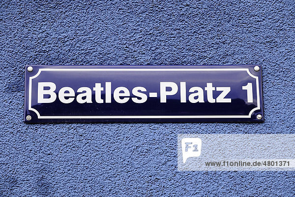 Beatles-Platz 1  Straßenschild  Reeperbahn  Hansestadt Hamburg  Deutschland  Europa