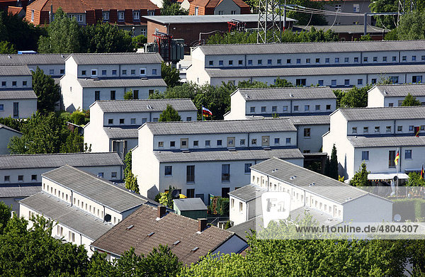 Blick über den Stadtteil Buer  ehemalige Bergarbeitersiedlung Schüngelberg  Gelsenkirchen  Nordrhein-Westfalen  Deutschland  Europa