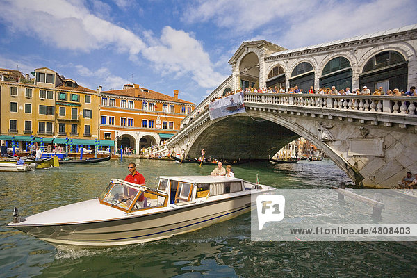 The Rialto Bridge on Grand Canal  Venice  Italy  Europe