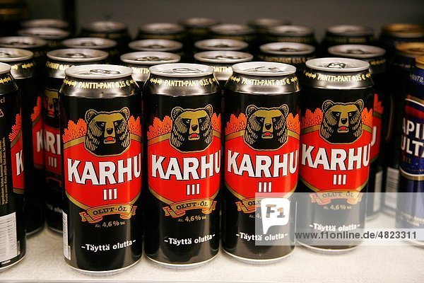 One of the most popular beer in Finland Beer ´Karhu´ Bear  with a face as a logo