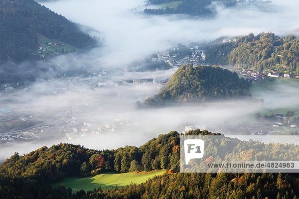 Deutschland  Bayern  Oberbayern  Kneifelspitze  Nebel in Berchtesgaden