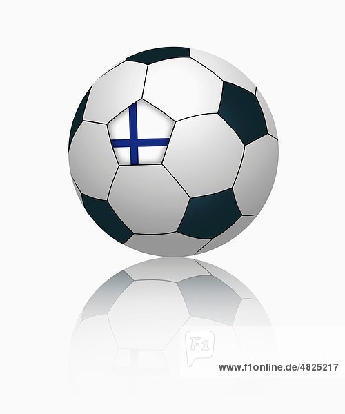Finnische Flagge auf Fußball  Nahaufnahme