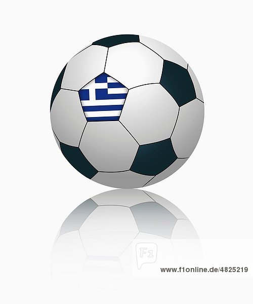 Griechische Flagge auf Fußball  Nahaufnahme