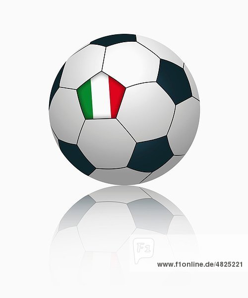 Italienische Flagge auf Fußball  Nahaufnahme