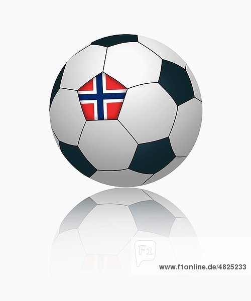 Norwegische Flagge auf Fußball  Nahaufnahme