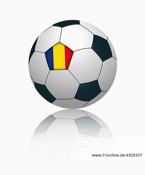 Romanian flag on football  close up