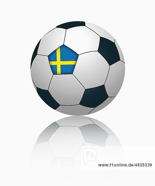 Schwedische Flagge auf Fußball  Nahaufnahme