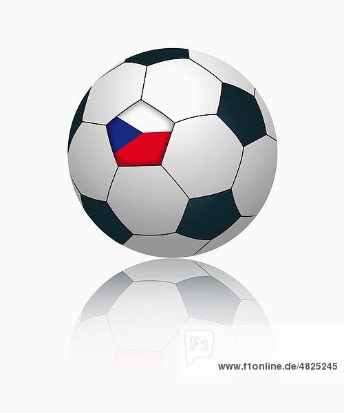 Tschechische Flagge auf Fußball  Nahaufnahme