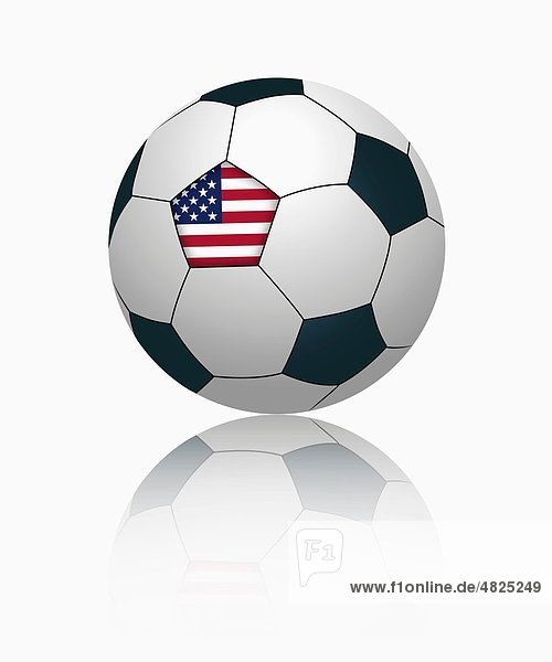 Amerikanische Flagge auf Fußball  Nahaufnahme