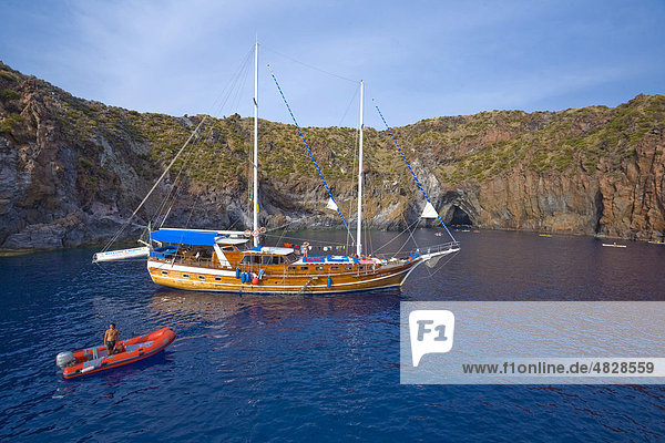 Sailing boats  Lipari Islands  Italy  Europe