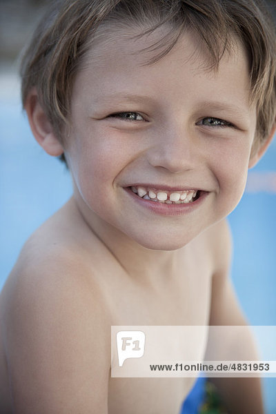 Boy smiling  barechested  portrait