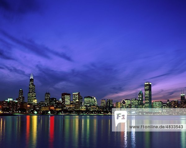America  Buildings  Chicago  City  Clouds  Holiday  Landmark  Light  Lighting  Llinois  Night  Reflect  Reflection  River  Sky