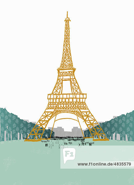 Menschen am Eiffelturm