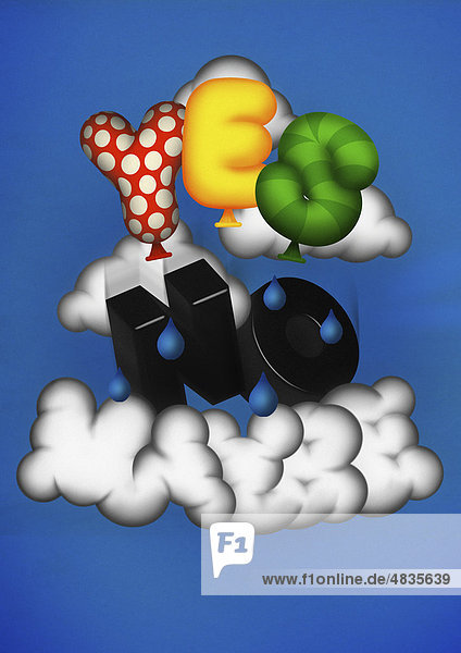 Schwebende Heliumballons mit Buchstaben