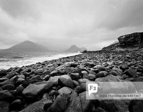 Strand  schwarz  Elgol  Isle of Skye  Schottland
