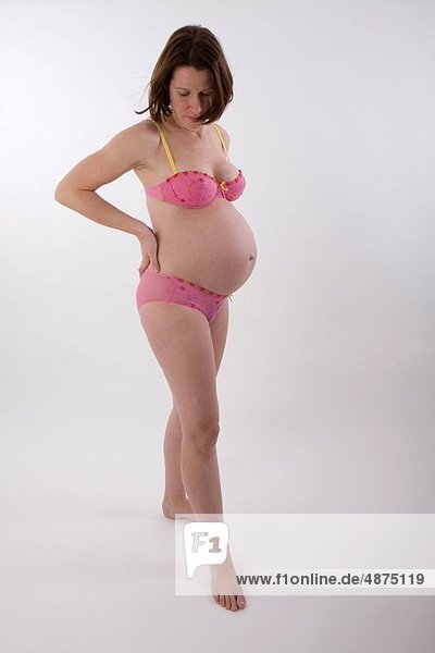 Frau  Pose  Unterwäsche  Schwangerschaft