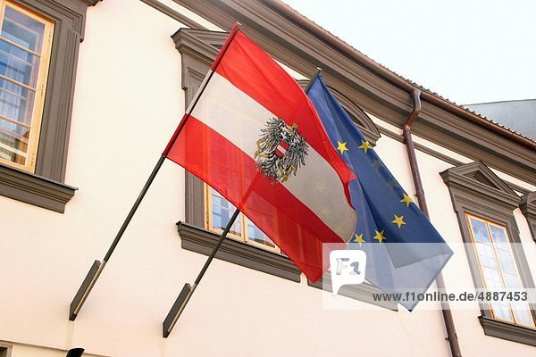 Austrian Flag and European Union flag