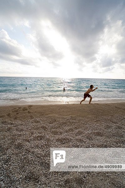 Mensch  Menschen  Strand  baden  Meer  Natur  Insel  Griechenland  Lefkas