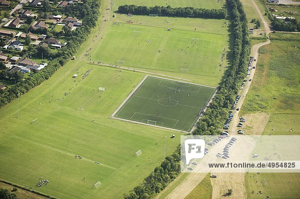 Ländliches Motiv ländliche Motive Feld Landschaft Ansicht Luftbild Fernsehantenne Football