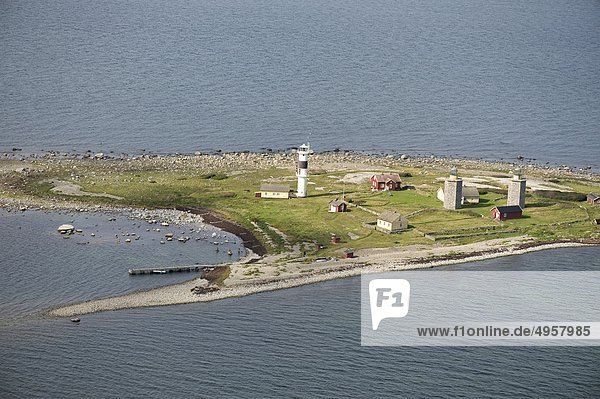 Aerial view of farm on island