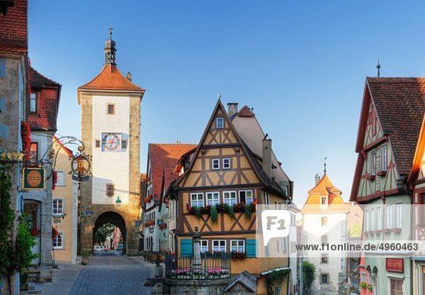 Deutschland  Bayern  Franken  Blick auf Rothenburg ob der Tauber