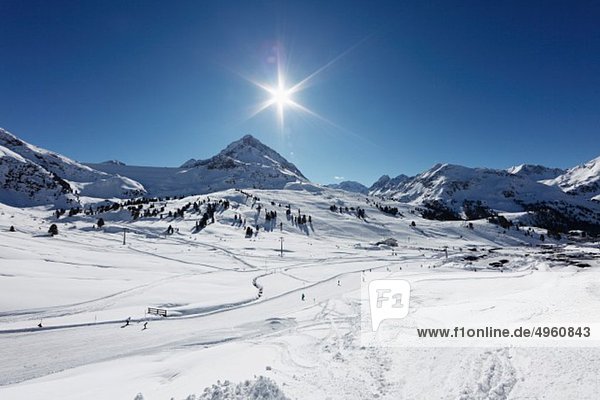 Austria  Tyrol  View of kuehtai-sattel ski area and stubai alps