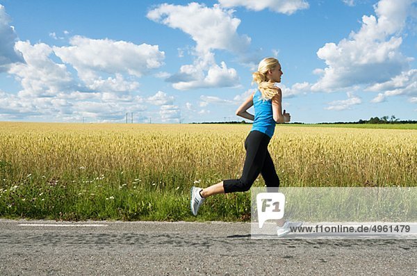 A woman jogging  Sweden.
