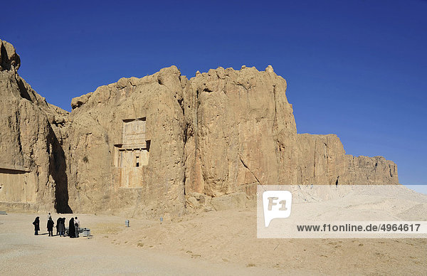 Iran  Shiraz  near Persepolis  Complex Gravestone Nasqu e Rostam  where are Buried the Persian Kings Darius I and II  Serse and Ataserse
