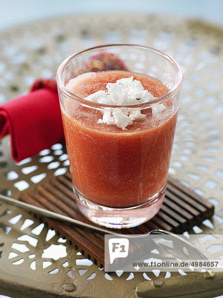 Chilled watermelon smoothie with meringue