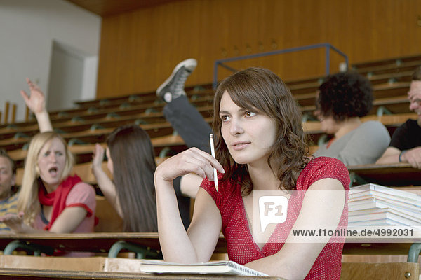 Students in lecture theatre  Darmstadt  Hesse  Germany