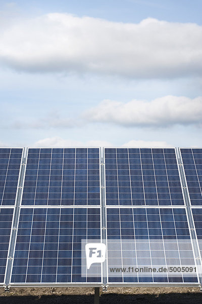 Detail der Solarkollektoren in einem Feld