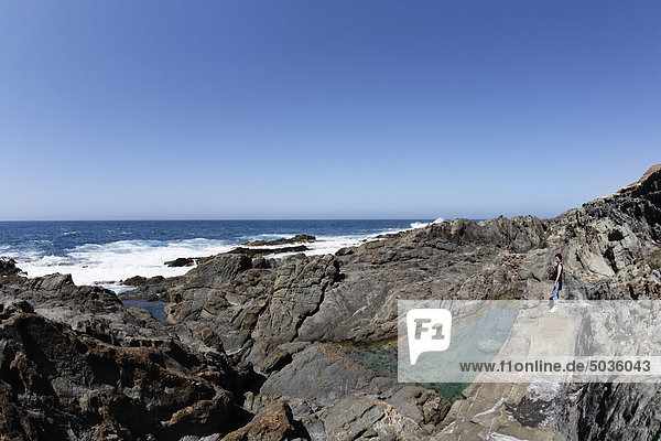 Spain  Canary Islands  Fuerteventura  Aguas Verdes  Rockpool coast in playa del valle