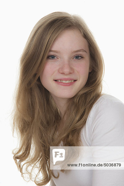 Close up of teenage girl  smiling  portrait
