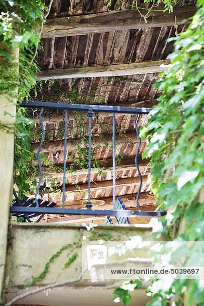 Low angle view of railing