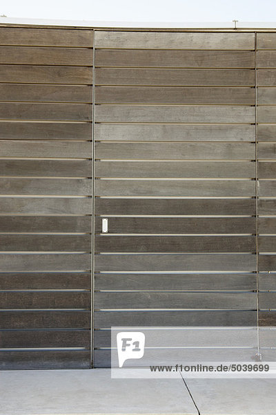 View of closed wood paneled door