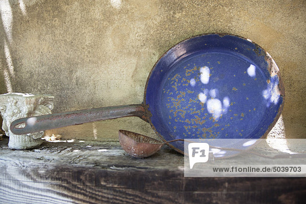 View of old rustic utensils