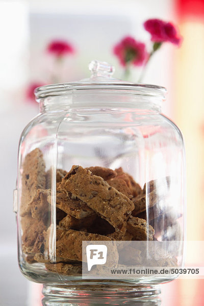 Cookies in a jar at a restaurant