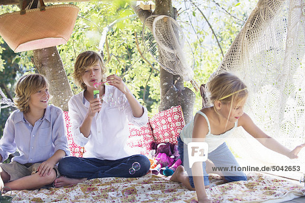 Children playing in tree house