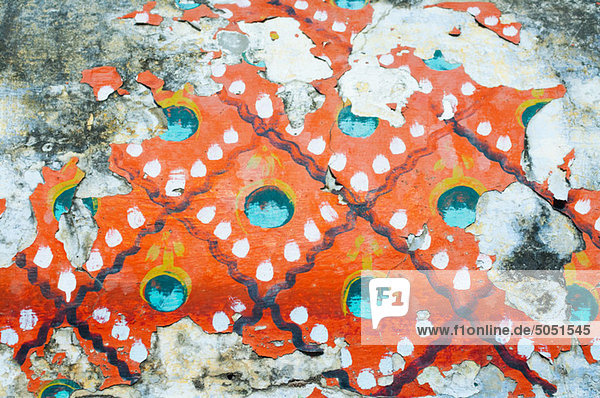 Peeling malen Detail auf Tempelmauer  Trichy  Tamil Nadu