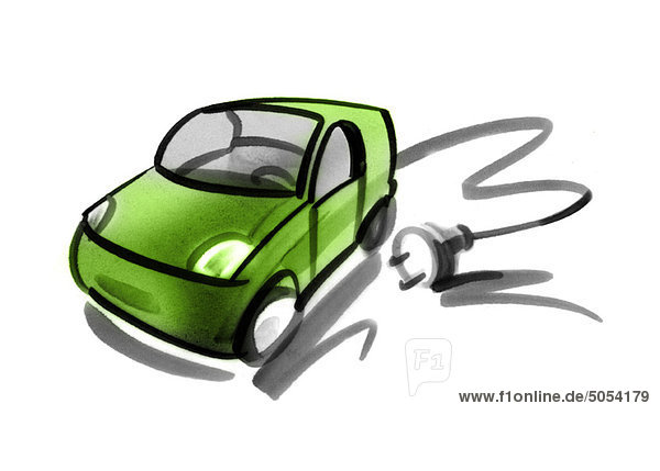 Elektroauto mit Elektrokabel und Stecker