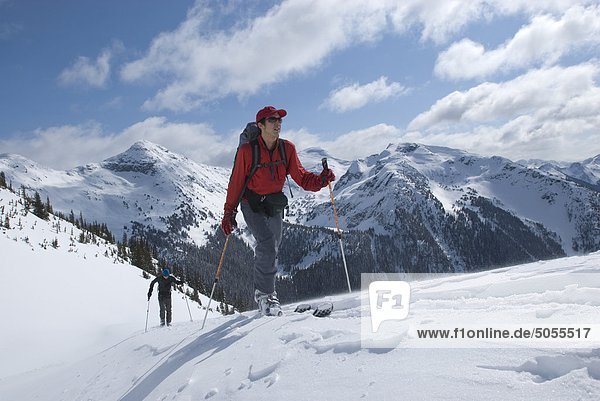 Man in the alpine Marriot Basin area Coast Mountains BC Canada