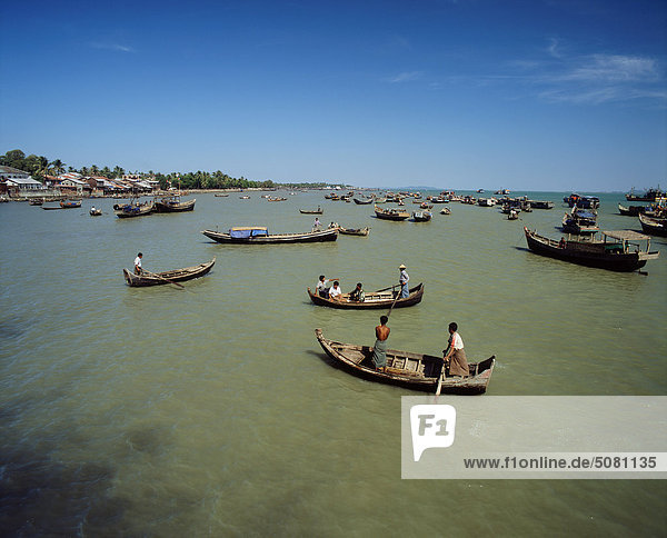 Burma  Arakan. Fishing boats in the harbour of Sitt-we