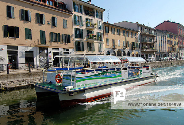 Italy  Lombardy  Milan  Navigli  sightseeing boat Tour