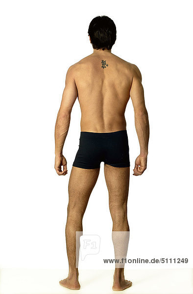 Man in underwear from behind