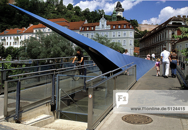 Europe  Austria  Graz  the footbridge of the Mariahilfer platz on river Mur