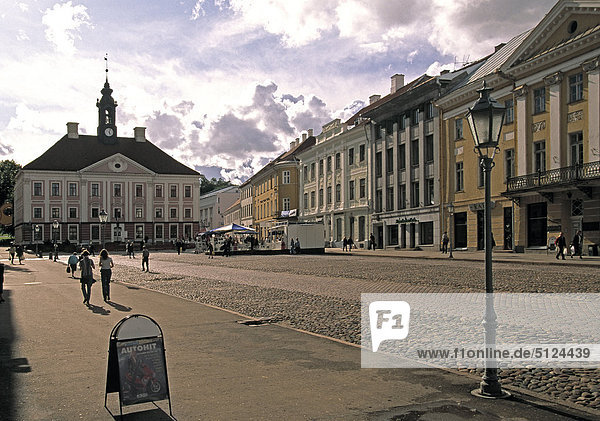 Estonia  Tartu  medieval city  the town hall and square